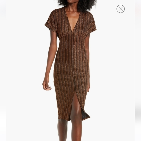 Sparkle Rib Knit Dress Black Bronze Small - Picture 7 of 11
